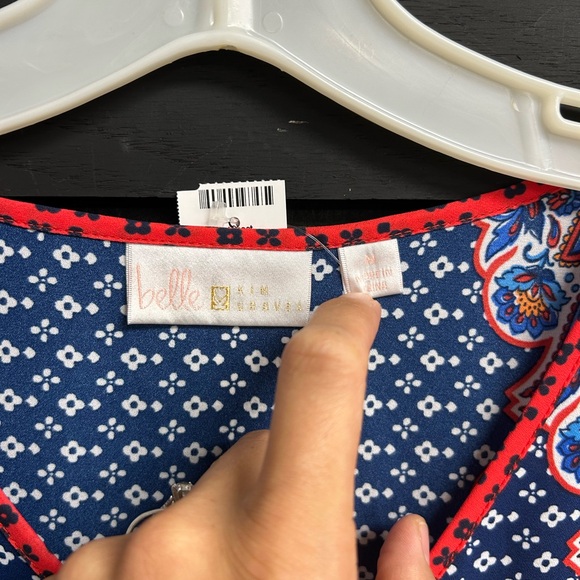 Belle by Kim Gravel Navy and Red Floral Top - Picture 2 of 6